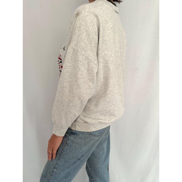 90s vintage grey christmas tree santa graphic ugly holiday pullover sweater - Picture 4 of 9